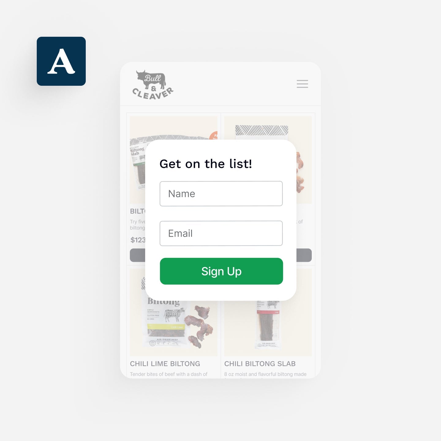 Amped Email Signup Integration