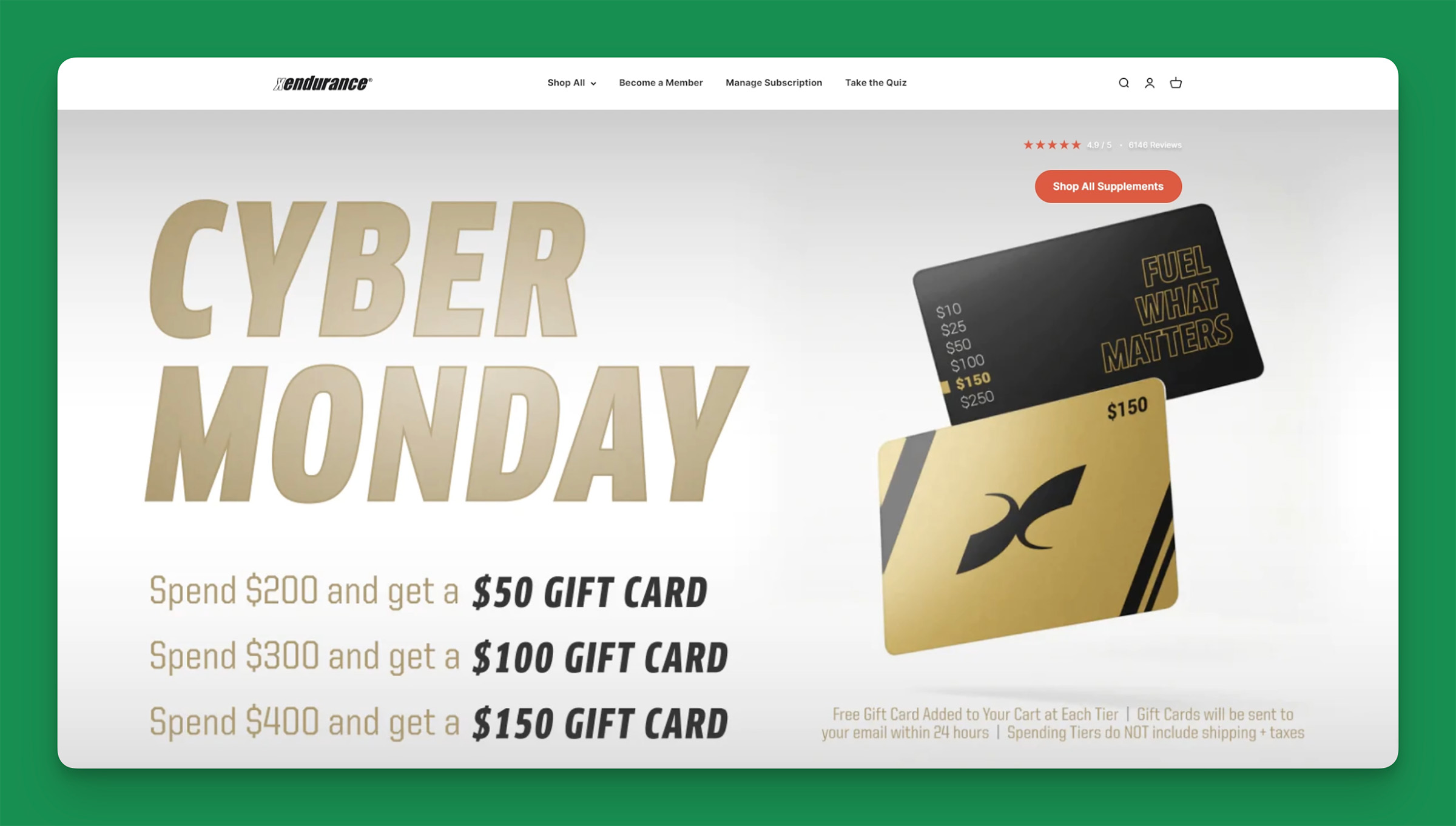 Xendurance’s tiered gift card offer
